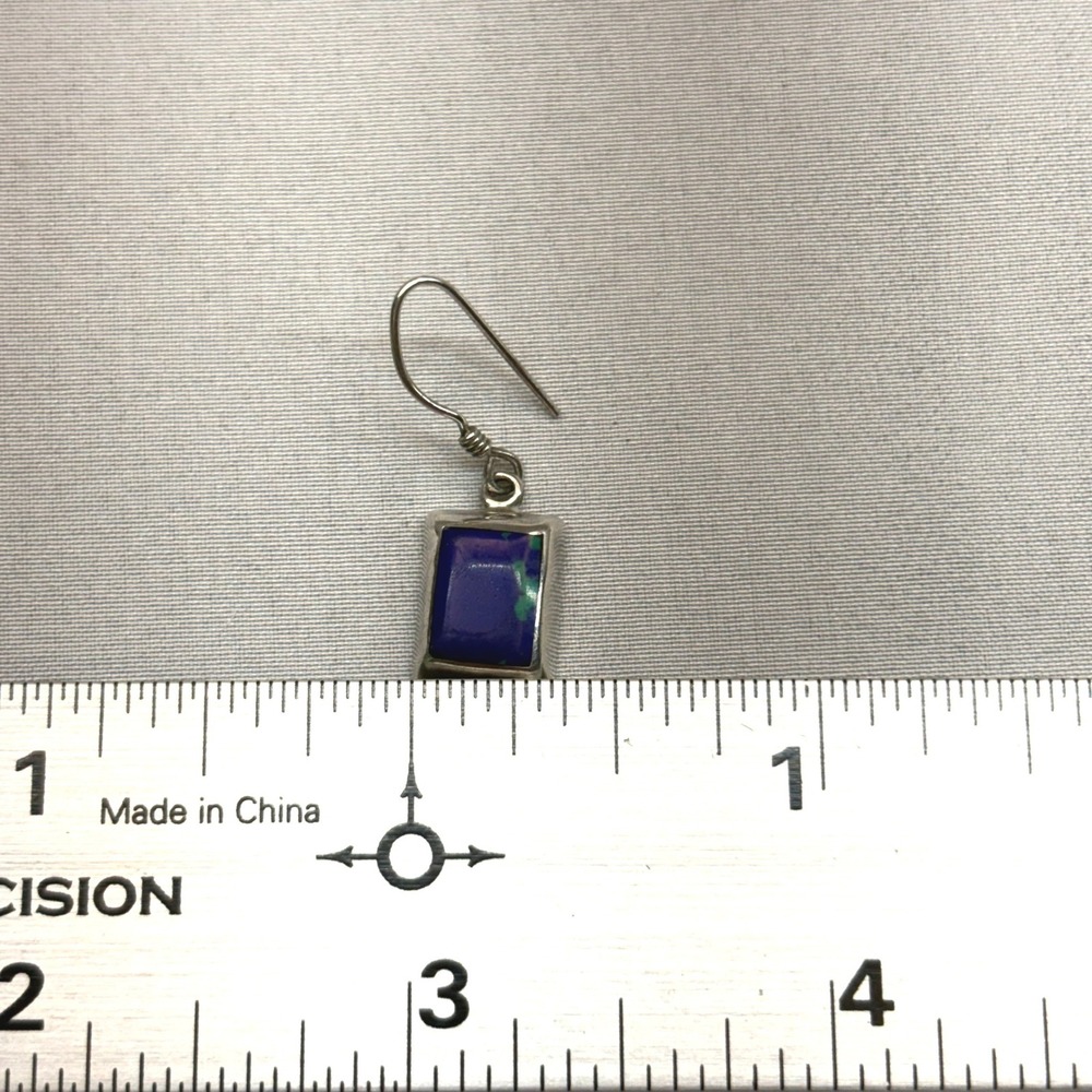 Vintage Azurite Malachite Earrings Women OS Blue Good Sterling Silver Drops - Picture 5 of 7